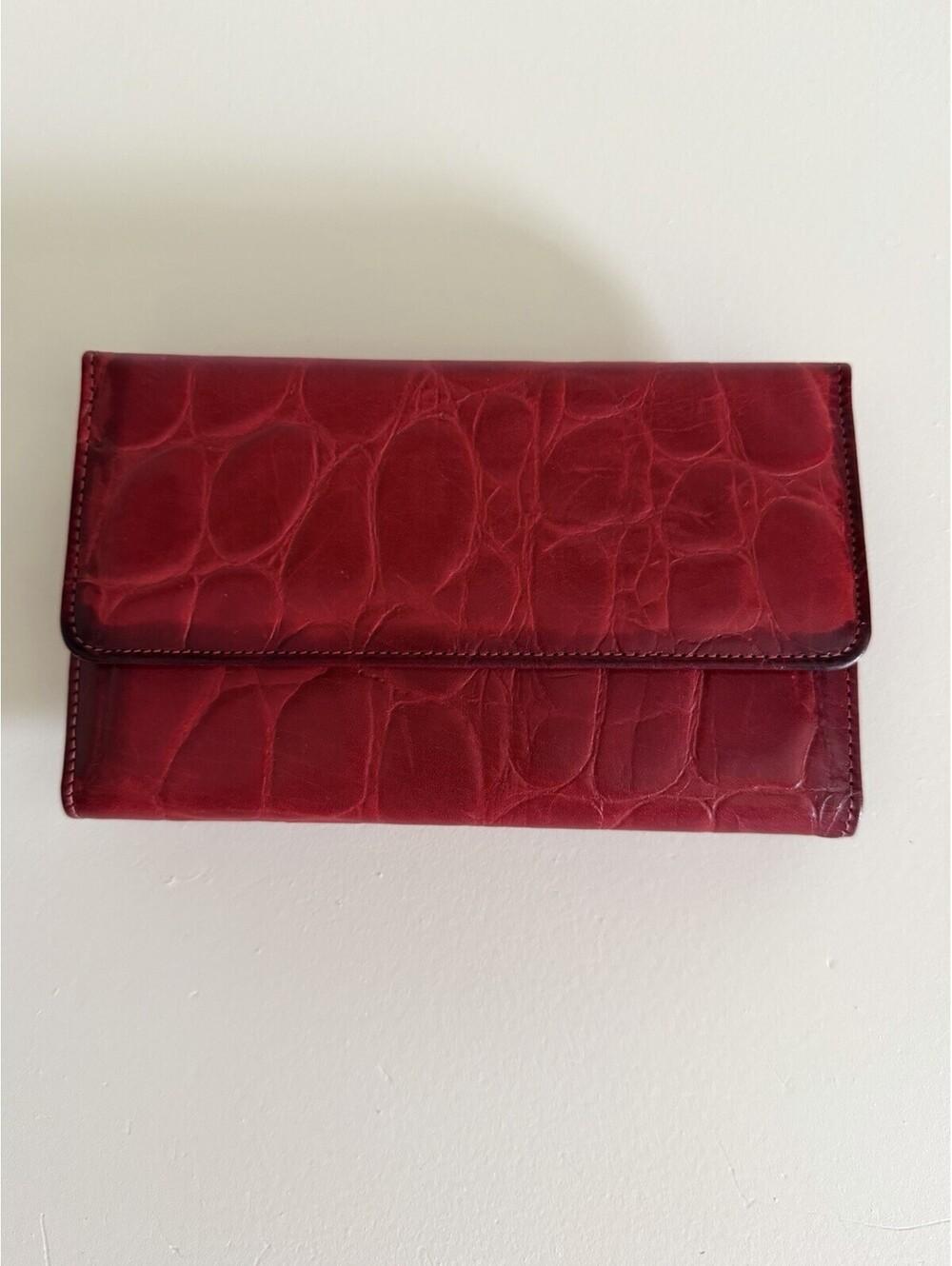 Vintage Red Calfskin Princess Gardner Genuine Leather Wallet With Brass Hardware